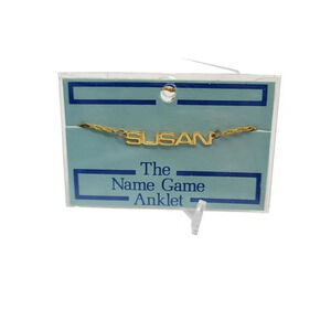 The Name Game 1970s Gold Tone SUSAN Ankle Bracelet Vintage